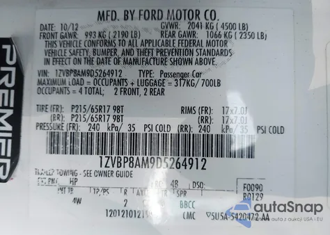 2013 Ford Mustang V6 Premium from USA, damaged, VIN 1ZVBP8AM9D5264912